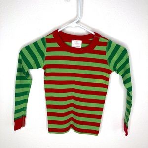 Hanna Anderson Christmas Pajama Top Green Red Stripe Cotton Kids 110 cm US Sz 5